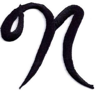 Script Letters   Black Script Letter "N"   Iron On Embroidered Applique: Everything Else