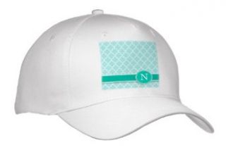 InspirationzStore Monograms   Personalized letter N aqua blue quatrefoil pattern Teal turquoise mint monogrammed personal initial   Caps   Adult Baseball Cap: Clothing