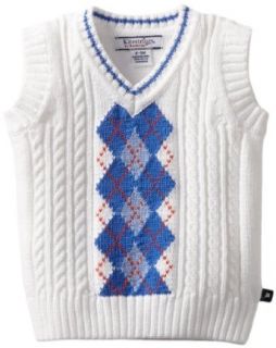 Kitestrings Baby Boys Infant Middle Placed Argyle Sweater Vest, White, 12 Months: Infant And Toddler Sweaters: Clothing