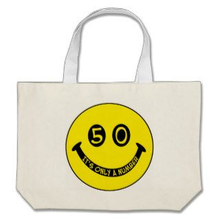 50th birthday Smiley Face, It's only a number! Canvas Bags