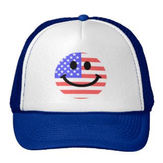 4th of July American Flag Smiley face Trucker Hat
