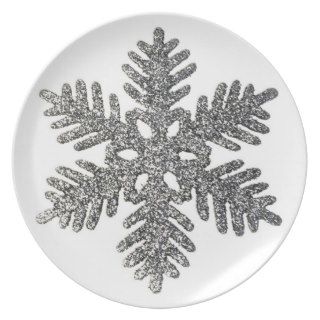 Christmas Decoration   Silver Glitter Snowflake Plates