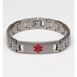 Fashion Alert Medical Tag ID Gents Stainless Steel Bracelet 8.5": Fashion Alert: Jewelry