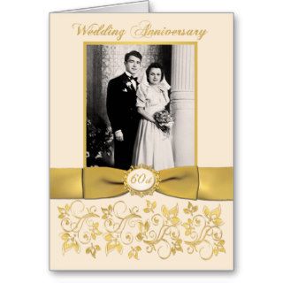 Double Photo 60th Anniversary Invitation Card Greeting Card