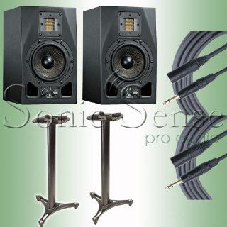 ADAM A3X Active Tabletop Studio Monitors Nearfield 2 Way With Mogami Gold Cables and Ultimate MS9036 36" Dual Channel: Electronics