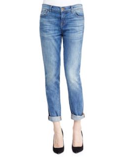 Womens Jake Slim Boy Cut Cherish Faded Distressed Cuffed Jeans   J Brand Jeans
