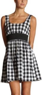 Necessary Objects Juniors Checked Plaid Babydoll Dress, Black/White, X Small at  Womens Clothing store: