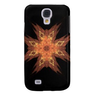 Red, Yellow, and Orange Fractal Art Flame on Black Galaxy S4 Case