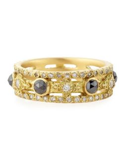 Sueno Yellow Gold Band Ring with Diamonds   Armenta   Gold (8)