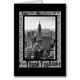 Word Art: Thank You in Multi Languages NYC Skyline Card