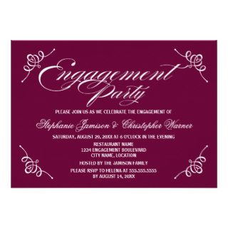 Calligraphy Elegance Plum Engagement Party Custom Invites