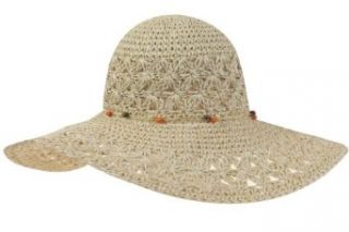 Capelli New York Open Weave Paper Crochet Pattern Floppy Hat With Metallic And Wood Trim Nat Combo: Clothing