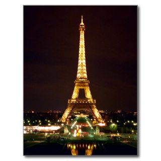 Eiffel Tower at Night   Color Post Cards