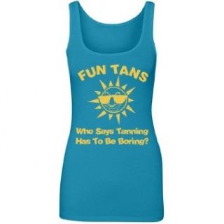 Tanning Salon Tank: Junior Fit Next Level Longer Tank Top: Novelty T Shirts: Clothing