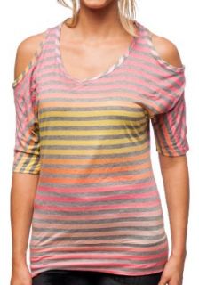 Ninety Womens Striped Rainbow Spectrum T Shirt at  Womens Clothing store