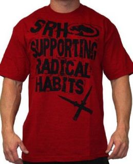 SRH Clothing Mens Switch Blades Cotton T Shirt   Red S: Clothing