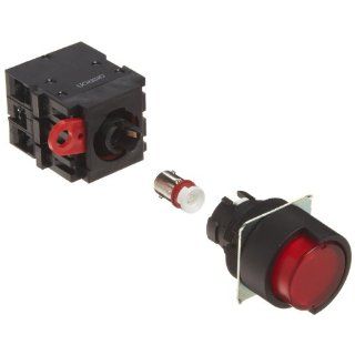 Omron A22L HR 24A 20M Half Guard Type Pushbutton and Switch, Screw Terminal, LED Lighted, Momentary Operation, Round, Red, 24 VAC/VDC Rated Voltage, Double Pole Single Throw Normally Open Contacts: Electronic Component Pushbutton Switches: Industrial &
