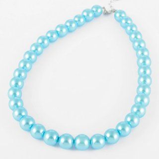 Fashion Chain Jewelry Sky Blue Artificial Pearl Beads Bib Pendant Necklace: Jewelry