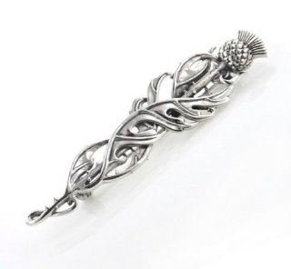 Scottish Celtic Thistle Cloak or Kilt Sterling Silver Pin Brooch: Jewelry