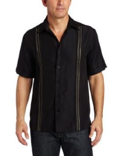 Cubavera Men's Short Sleeve Front Tuck With X Stitch Shirt, Jet Black, Small at  Mens Clothing store