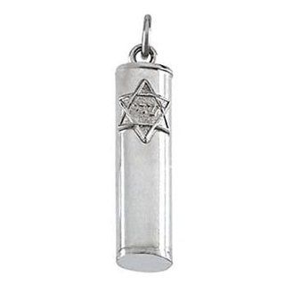 Sterling Silver Mezuzah Chai and Star of David Religious Pendant   5mm: GEMaffair Jewelry
