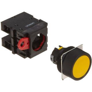 Omron A22 FY 20M Flat Type Pushbutton and Switch, Screw Terminal, IP65 Oil Resistant, Non Lighted, Momentary Operation, Round, Yellow, Double Pole Single Throw Normally Open Contacts: Electronic Component Pushbutton Switches: Industrial & Scientific