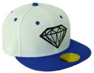 NOTHING NOWHERE Flat Bill Snapback Diamond Design Cap (Adjustable , White / Black) Clothing