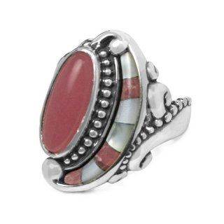 Carolyn Pollack Sterling Silver Pink Quartzite Life Long Love Inlay Ring: Jewelry