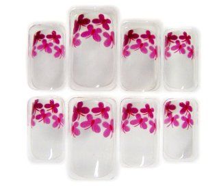 Purple Butterflies & White French Tip Glue/Stick/Press On Artificial/False Nails : Beauty