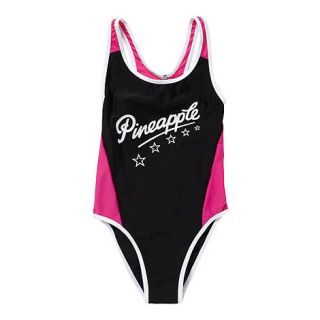 Pineapple Girls black panelled logo swimsuit