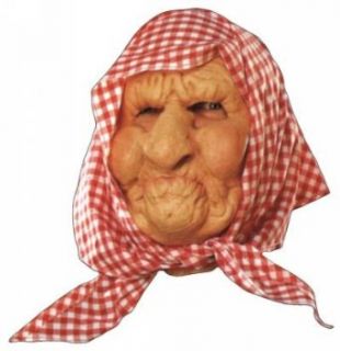 Old Lady with Scarf Mask: Costume Masks: Clothing