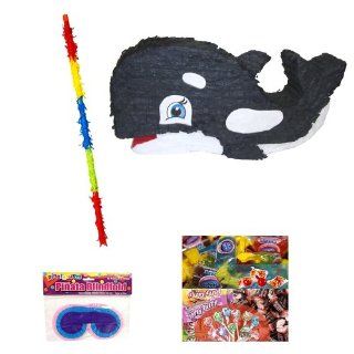 Whale Pinata Party Pack / Kits Including Pinata, Bit of Everyones Favorites Candy Filler Mix 2lb, Buster Stick and Blindfold: Toys & Games