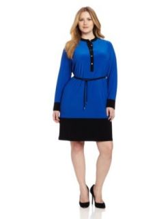 Calvin Klein Women's Colorblocked Shirt Dress, Ultramarine, 3X