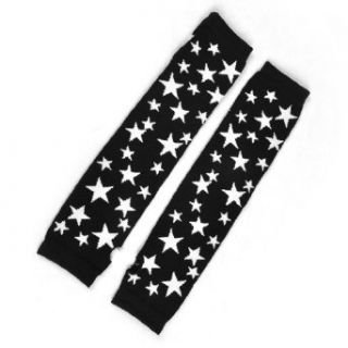 Lady White Star Pattern Acrylic Fingerless Arm Warmers Long Gloves Black Pair at  Womens Clothing store