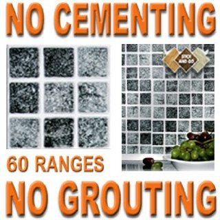 GRANITE MOSAIC: Box of 18 tiles 4x4 SOLID PEEL & STICK ON TILES apply over tiles or onto the wall !   Decorative Tiles