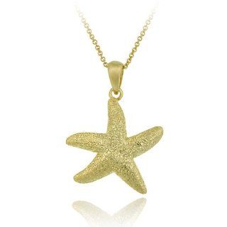 Gold Tone over Sterling Silver Starfish Pendant: Jewelry