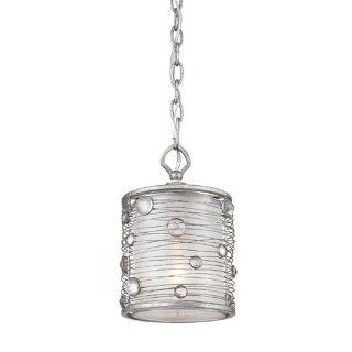 Golden Lighting 1993 M1L PS Mini Pendant with Sterling Mist Shades, Peruvian Silver Finish   Close To Ceiling Light Fixtures  
