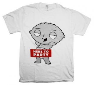 Family Guy Stewie Griffin Here To Party Cartoon TV Show T Shirt Tee: Clothing
