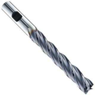 Niagara Cutter 09834 High Speed Steel (HSS) Square Nose End Mill, Inch, Weldon Shank, TiAlN Finish, Roughing and Finishing Cut, 30 Degree Helix, 4 Flutes, 6" Overall Length, 0.563" Cutting Diameter, 0.500" Shank Diameter: Industrial & Sc