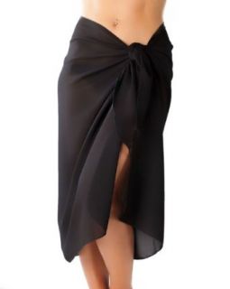 Plus Size Long Black Swimsuit Sarong Cover up with Built in Ties at  Womens Clothing store