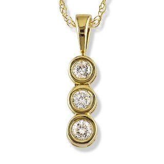 1/3 carat Diamond Past, Present & Future Pendant in 14k Yellow Gold with 16in. chain: Pendant Necklaces: Jewelry