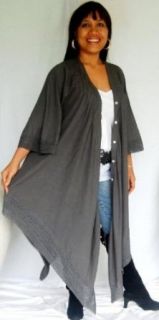 GREY TOP BLOUSE JACKET LACE ASYM   FITS   PLUS 4X 5X 6X   J980S LOTUSTRADERS: World Apparel: Clothing