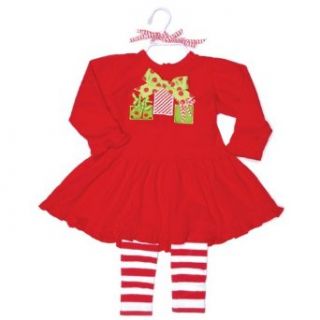 Mud Pie Present Dress And Leggings, Red/Green/White, 18 Months: Clothing