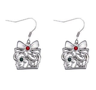 Christmas Present Earrings Ganz Holiday Sparkling Earrings: Jewelry