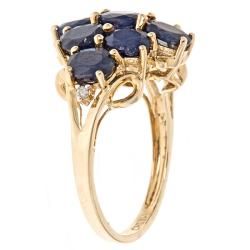 D'Yach 14k Yellow Gold Indian Sapphire and Diamond Accent Cluster Ring D'Yach Gemstone Rings