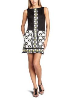 Maggy London Women's Wrought Iron Placed Print Shift Dress, Soft Whtie/Jonquil, 2 at  Womens Clothing store