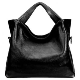 Dissia Everyday Leisure Style Vintage Genuine Leather Shoulder Bag,Handbag,Black: Clothing