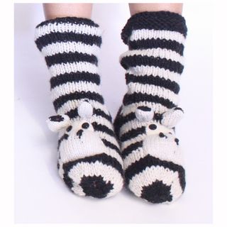 Silly Yeti Zebra Socks (Nepal) Women's Shoes & Socks