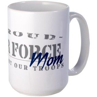 CafePress Proud Air Force Mom Blue Large Mug   Standard Multi color: Kitchen & Dining