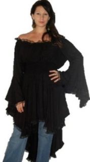 BLACK BLOUSE TOP PEASANT LACE RUFFLED   FITS   PLUS 4X 5X 6X   S567S LOTUSTRADERS: World Apparel: Clothing